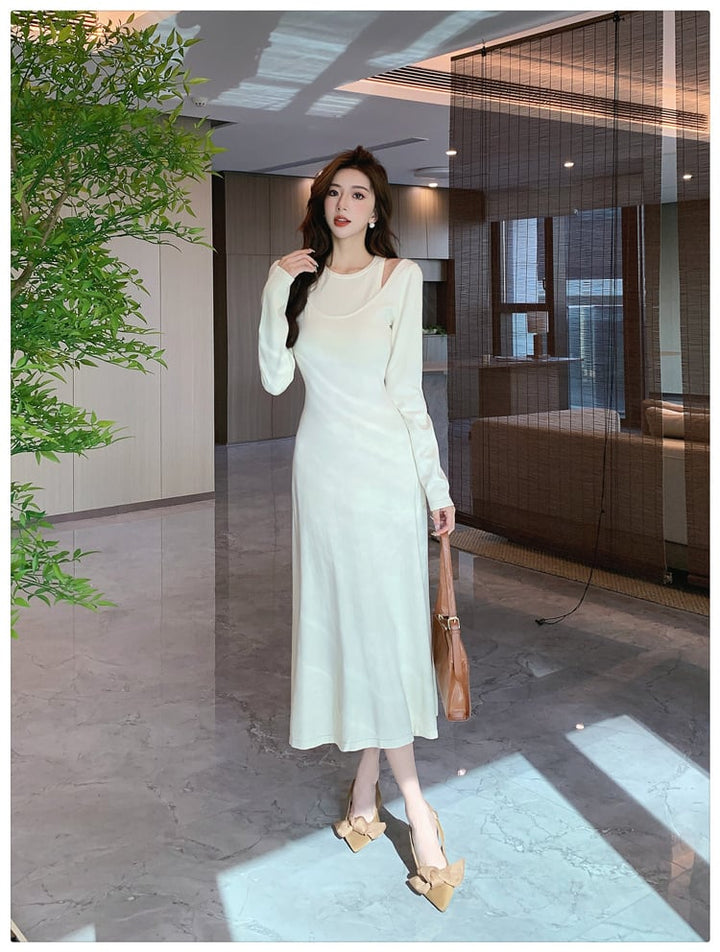 【dress】今季マストバイ切り替えニットワンピース　M17622