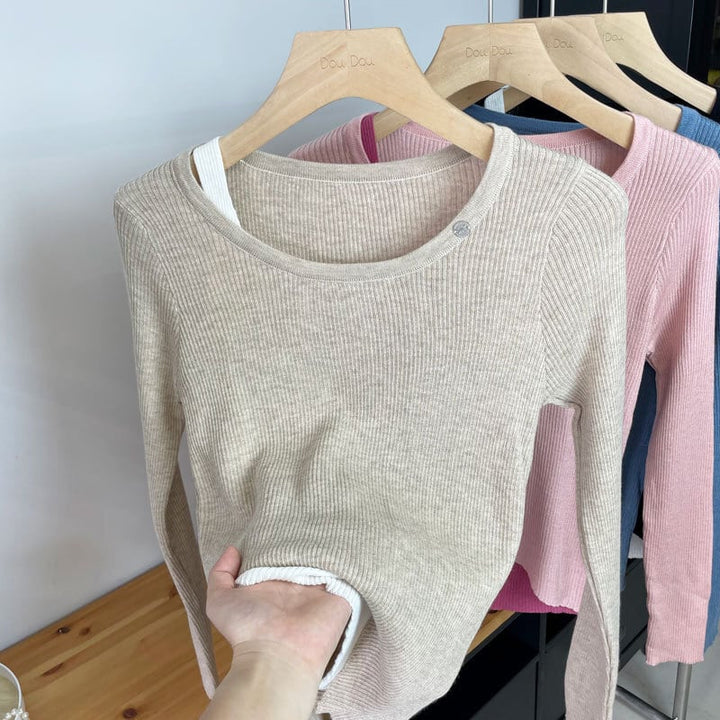 【tops】切り替えニットトップス　M26510