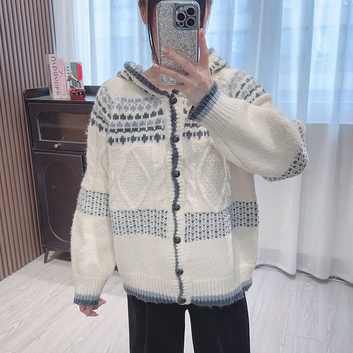 【outer】フード付きニットカーデ　M26770