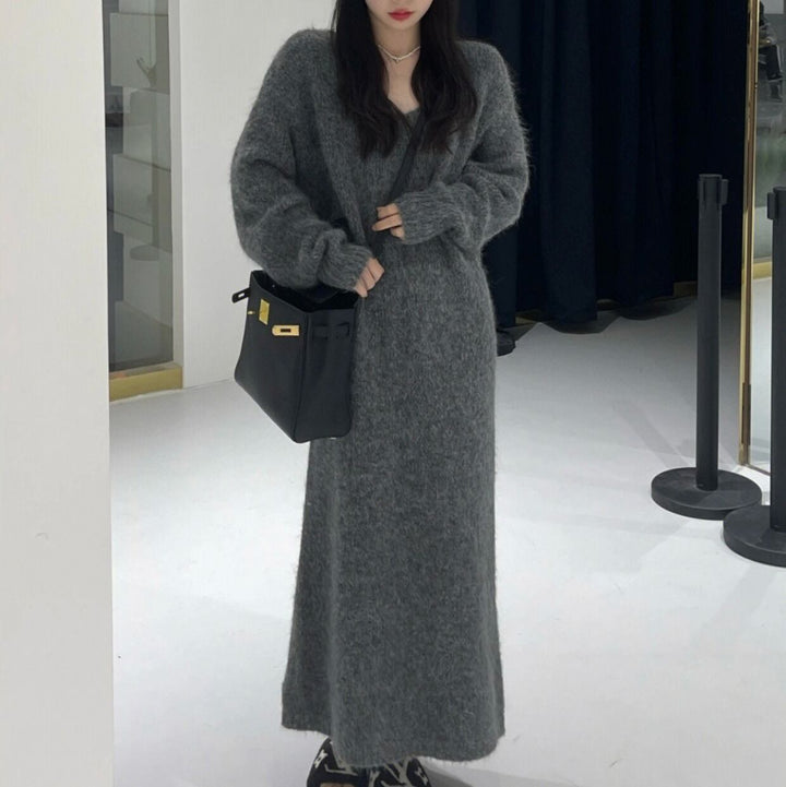 【dress】Vネックニットワンピース　M27241
