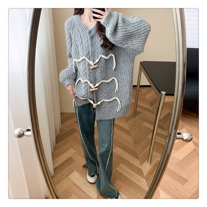 【outer】クルーネックニットカーデ　M18387