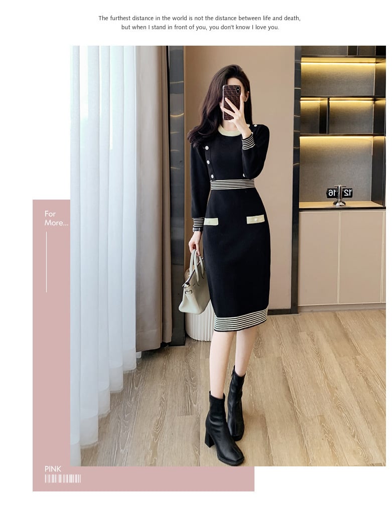【dress】好感度UPエレガントニットワンピース着瘦せ　M17467