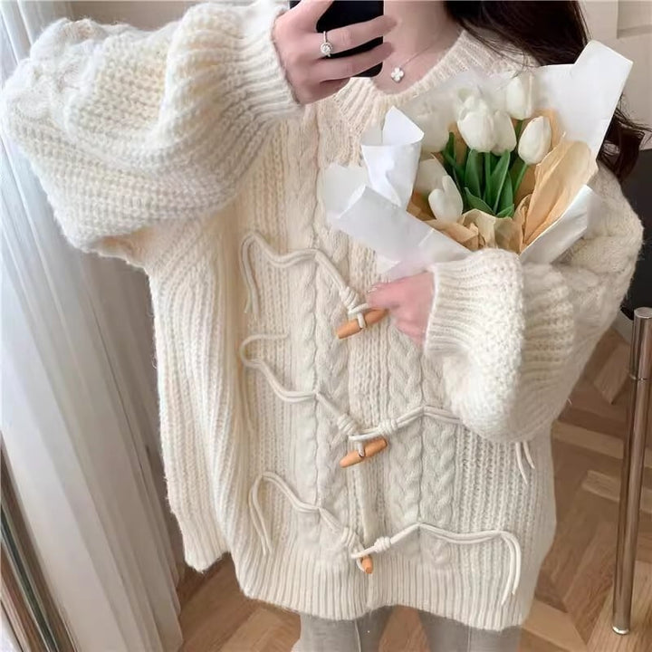 【outer】クルーネックニットカーデ　M18387