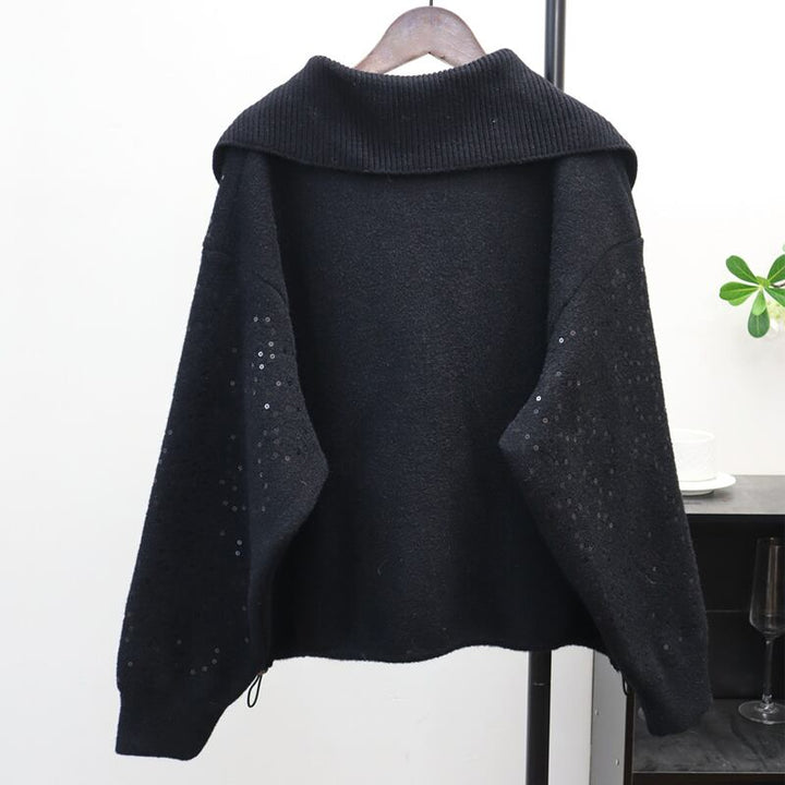 【outer】スパンコール付きニットカーディガン Q7438