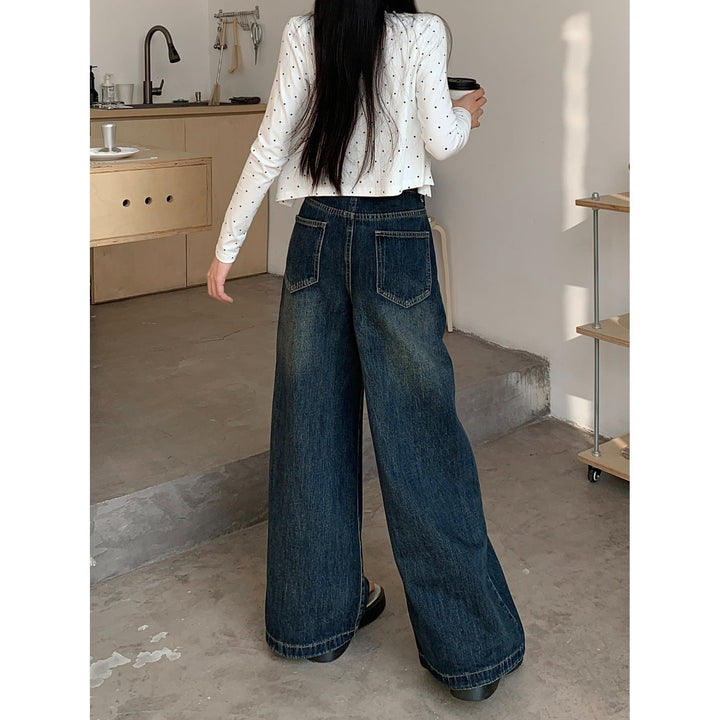 【bottoms】ハイウエストデニムワイドパンツ　M29851