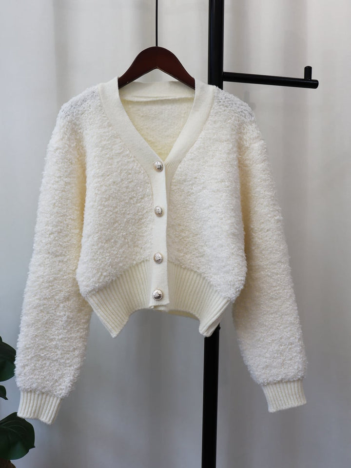 【outer】シャギーVネックニットカーデ　M18175