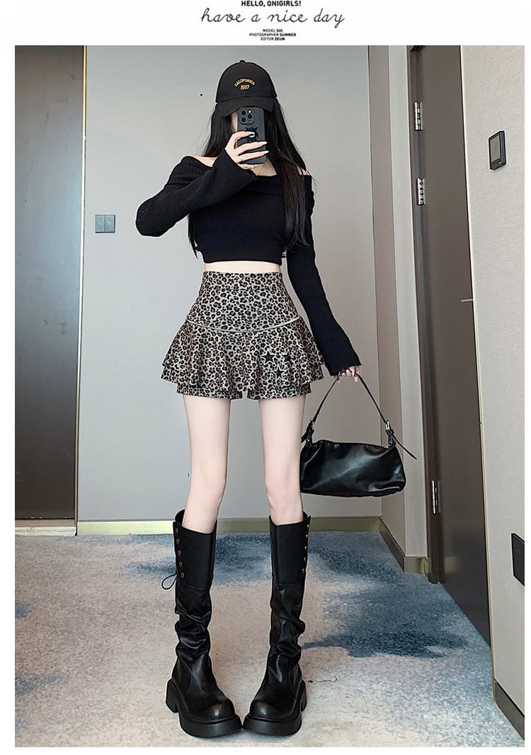 【bottoms】ヒョウ柄キュロットパンツ　M26580