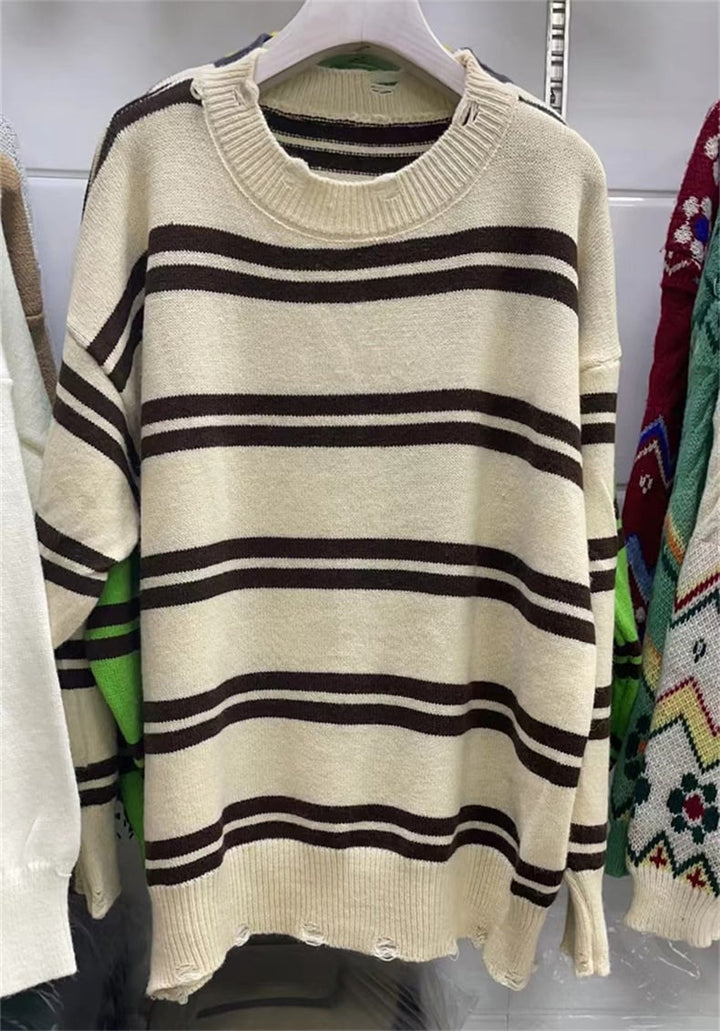 【tops】ボーダー柄ニットセーター　M19040