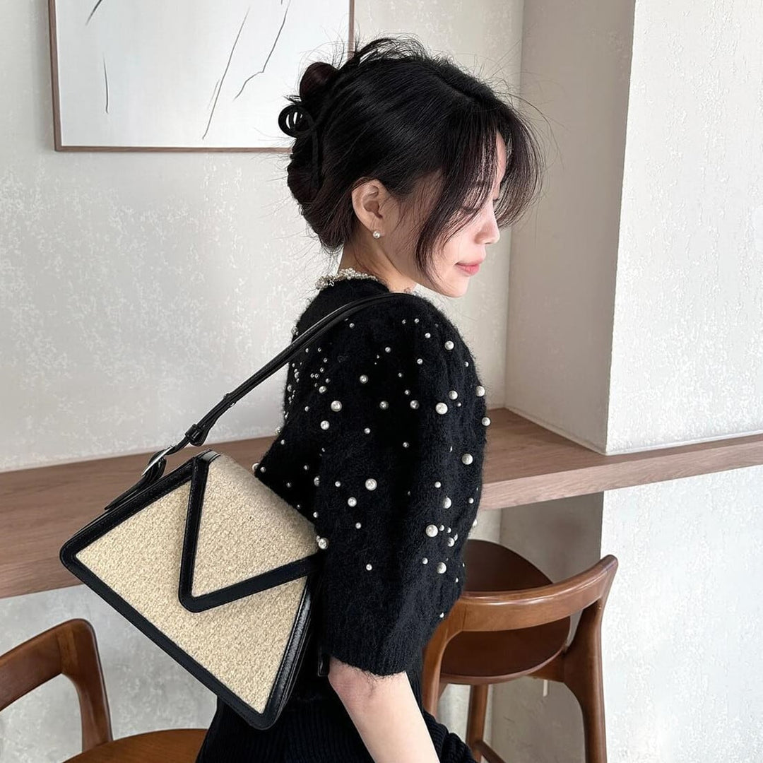 【tops】パール半袖ニットセーター　M26435