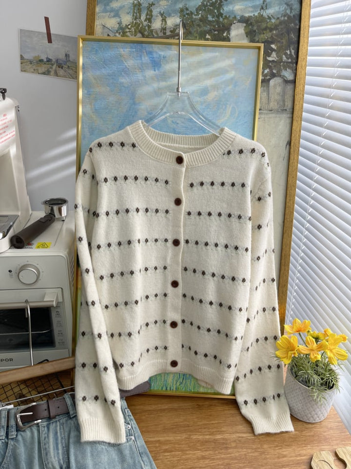 【outer】ボーダー柄ニットカーデ　M26578