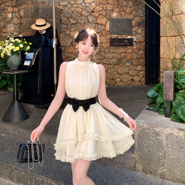 【dress】リボンベルト付きミニワンピース　N3580