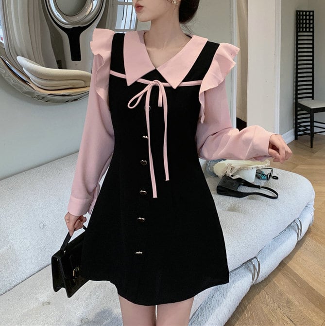 【dress】目立つ！スウィート切り替えデートワンピース　M17377