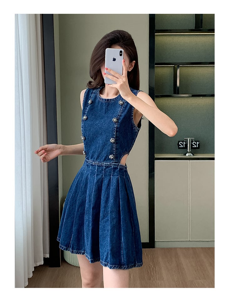 【dress】ノースリーブデニムワンピース　M24160