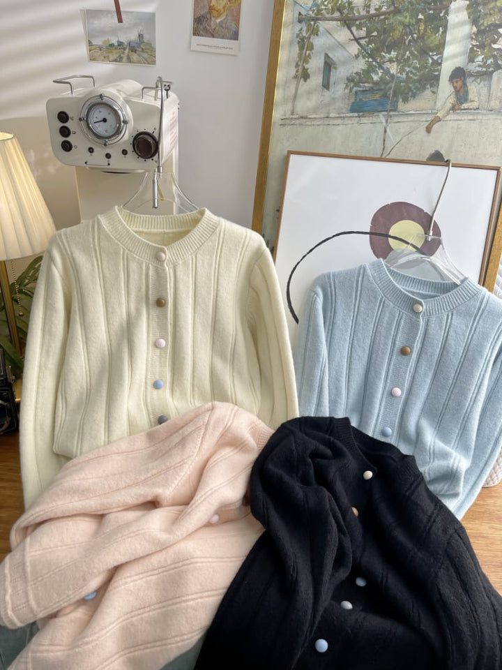 【outer】クルーネックニットカーデ　M25473