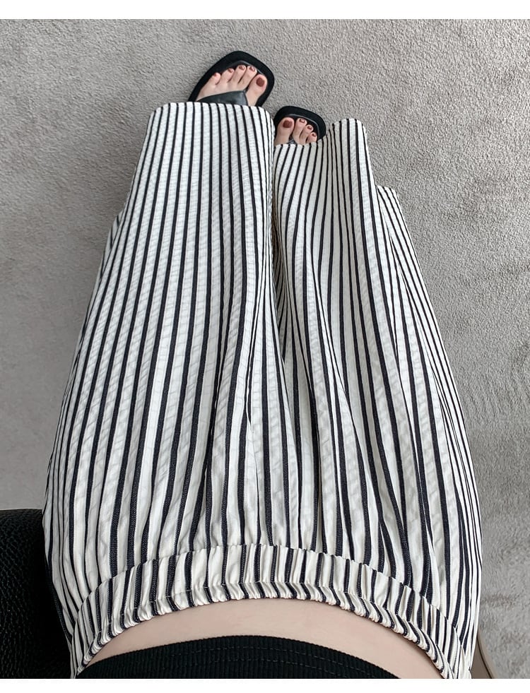 【bottoms】ストライプ柄ワイドパンツ　M24932