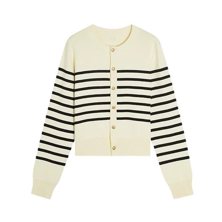 【outer】ボーダー柄ニットカーデ　M27235