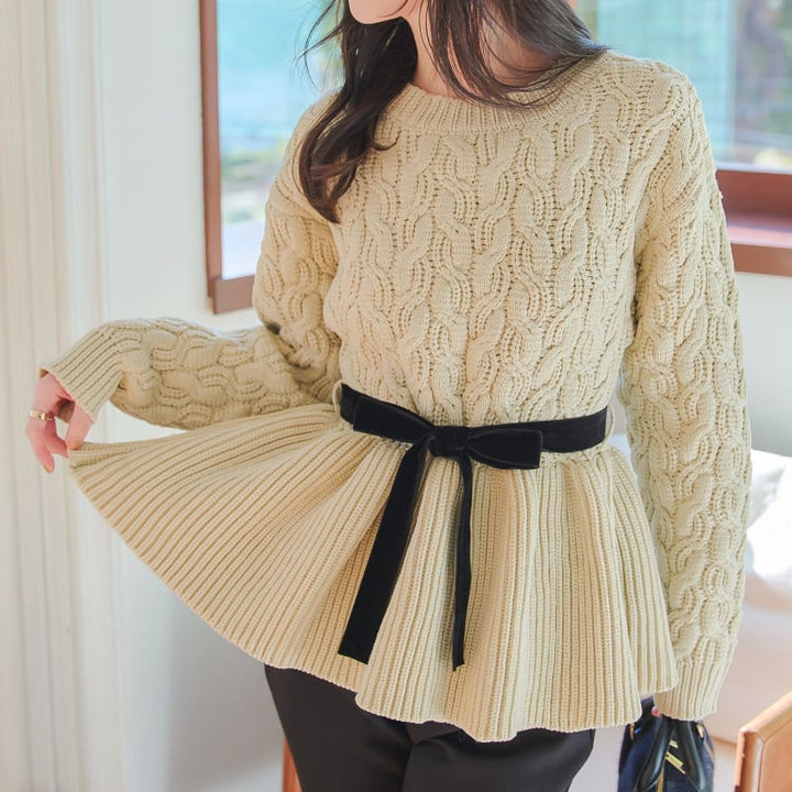 【tops】ペプラムニットセーター　M28783