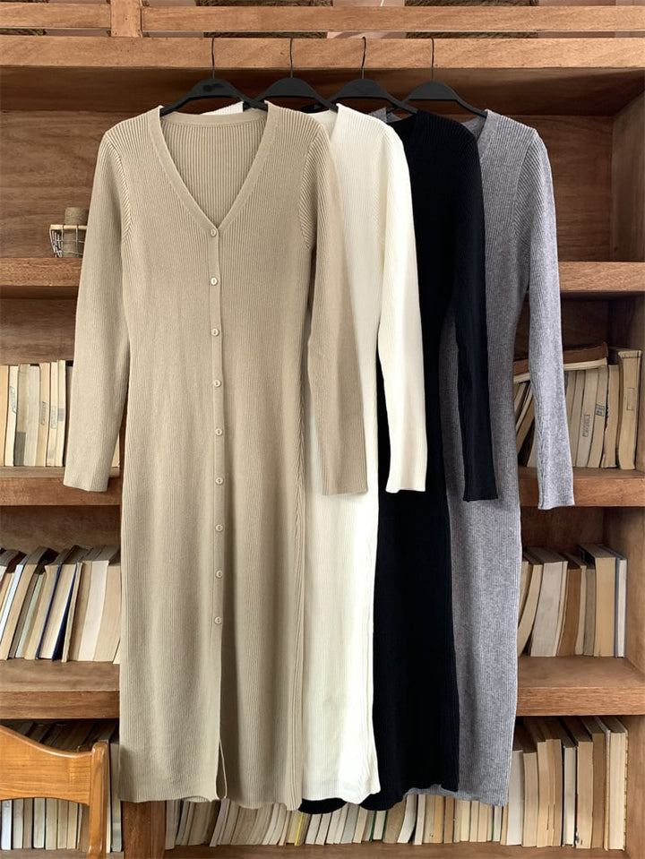 【outer】ロング丈スリットニットカーデ　M26801