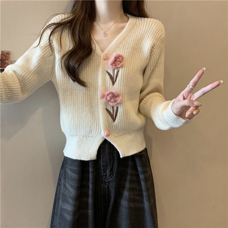 【outer】Vネックニットカーデ　M18128