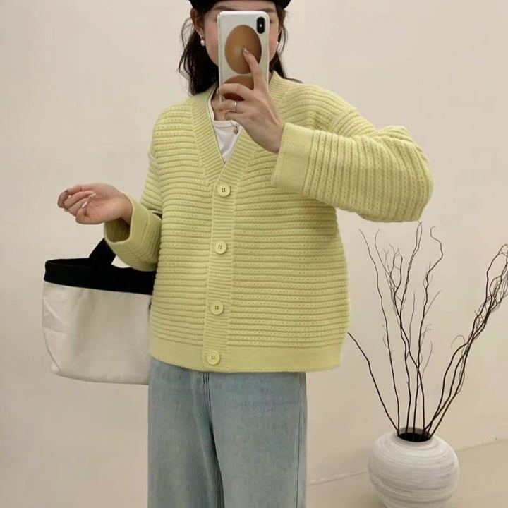【outer】Vネックニットカーデ　M25863