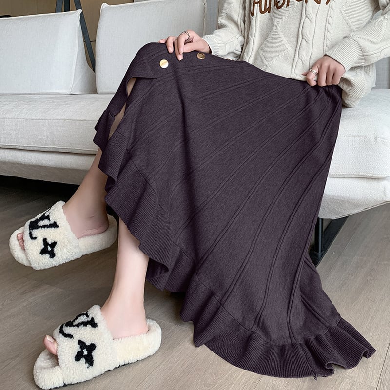 【bottoms】ボタンデザインニットスカート　M18519