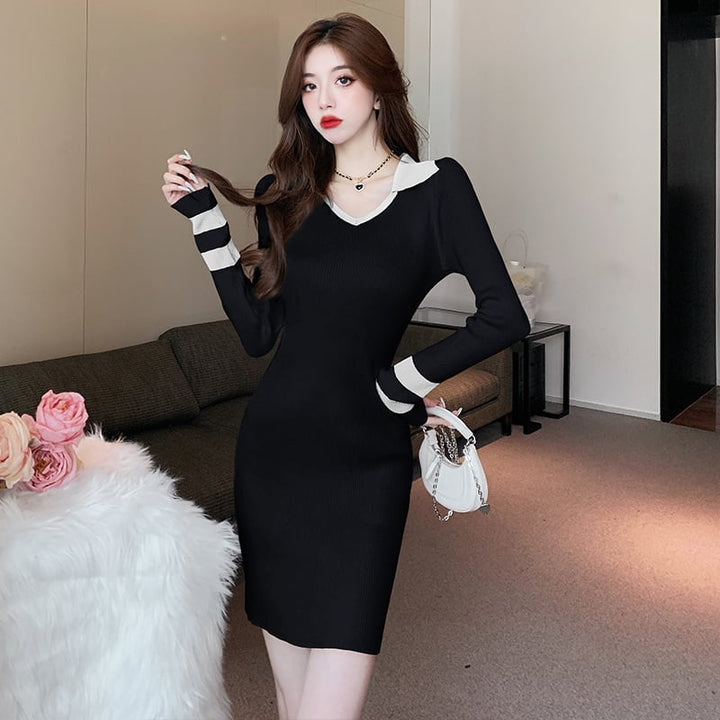 【dress】大人らしい ニットワンピース韓国系着心地良い　M17539