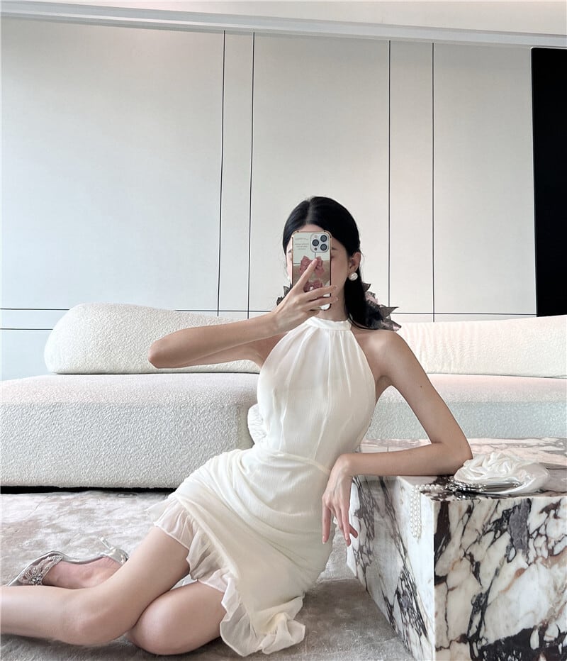 【dress】フリル不規則 イレギュラーセクシーワンピース　M16890