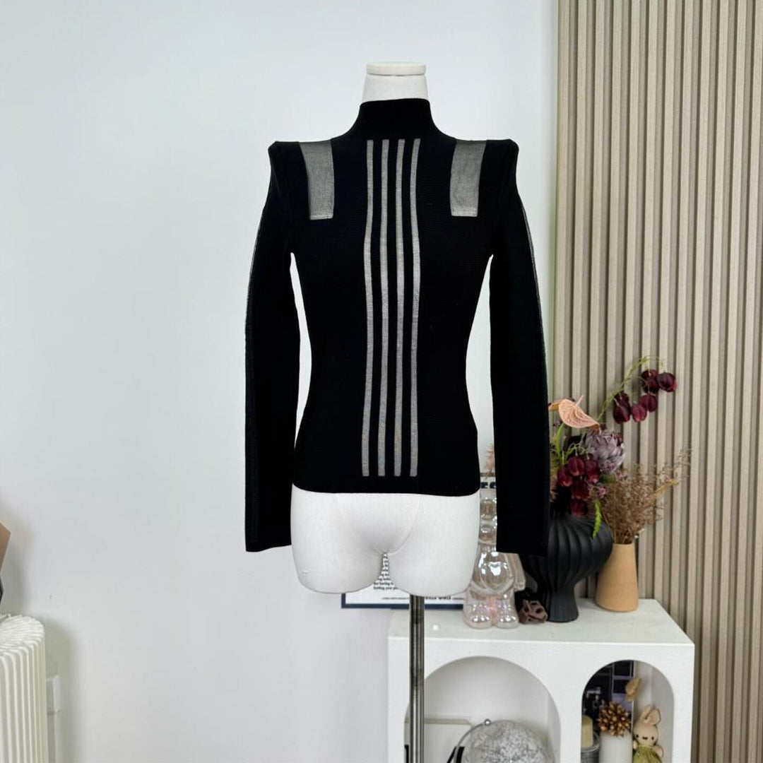 【tops】透け感ニットトップス Q7613