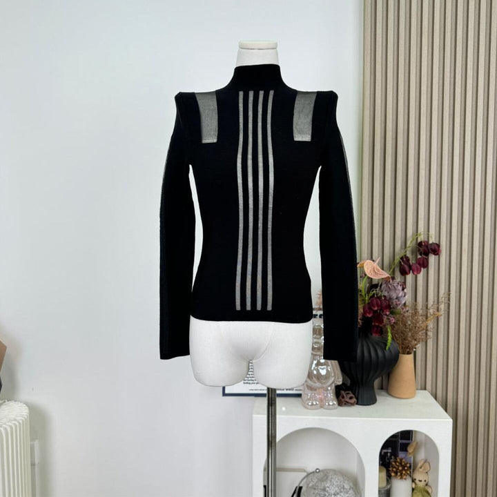 【tops】透け感ニットトップス Q7613