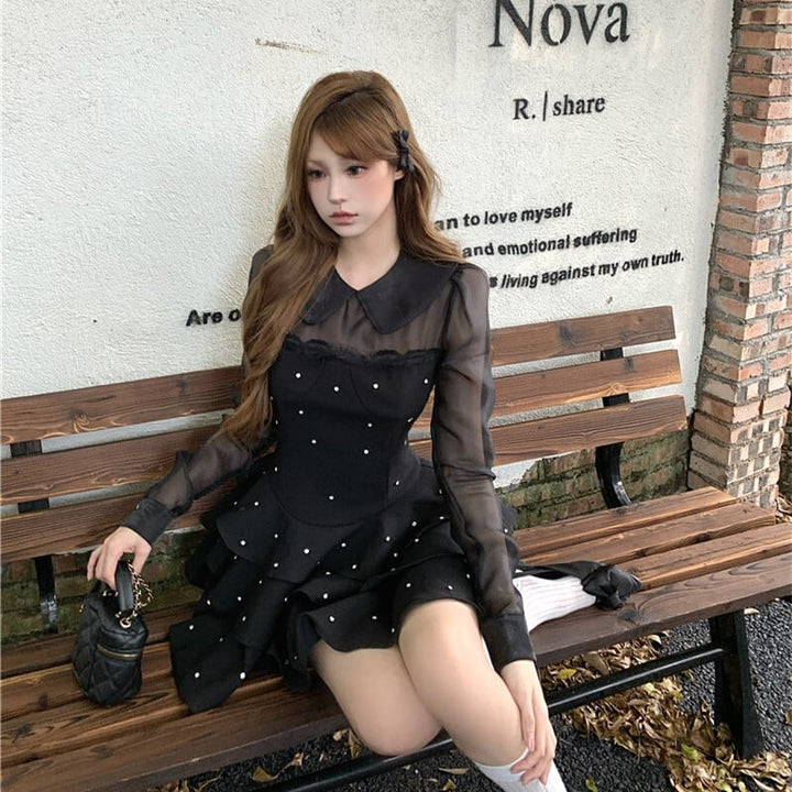 【dress】ビジューチュールドッキングワンピース　M26961