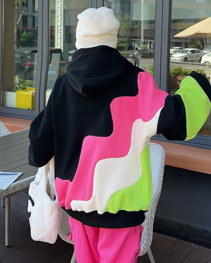 【tops】裹起毛配色フーディー　M18456