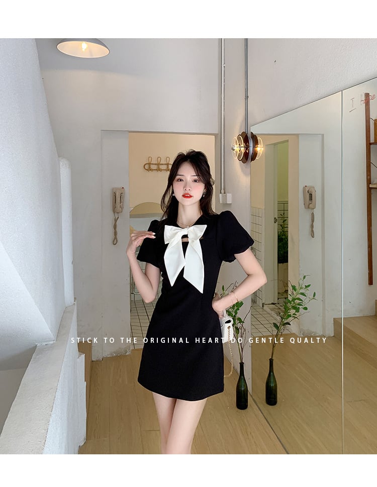 【dress】人気アイテム ! リボン付きデートワンピース　M17233