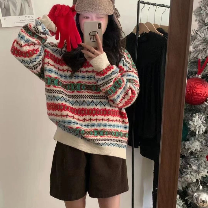 【tops】ジャカードニットセーター　M27261