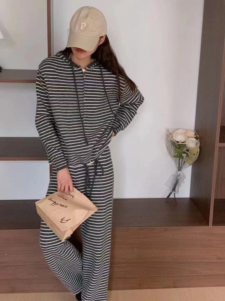 【set】ニットセーター×ワイドパンツセット　M19139