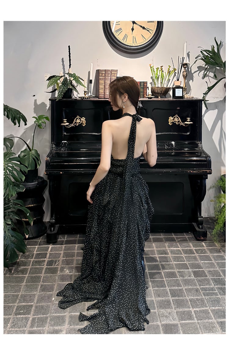 【dress】ドット柄ホルターネックワンピース　M25281