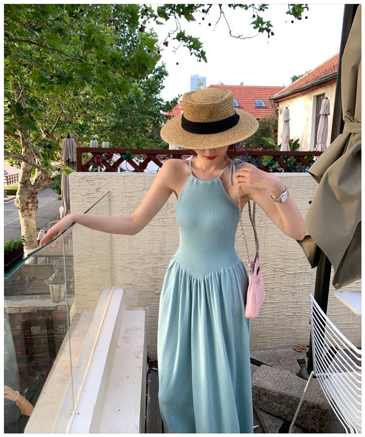 【dress】ニット切り替えワンピース