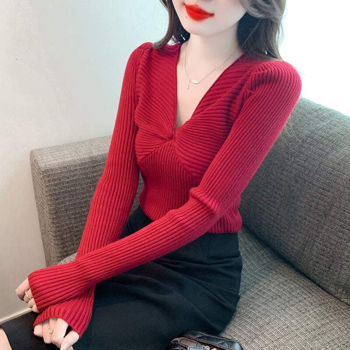 【tops】Vネックニットトップス　M27554