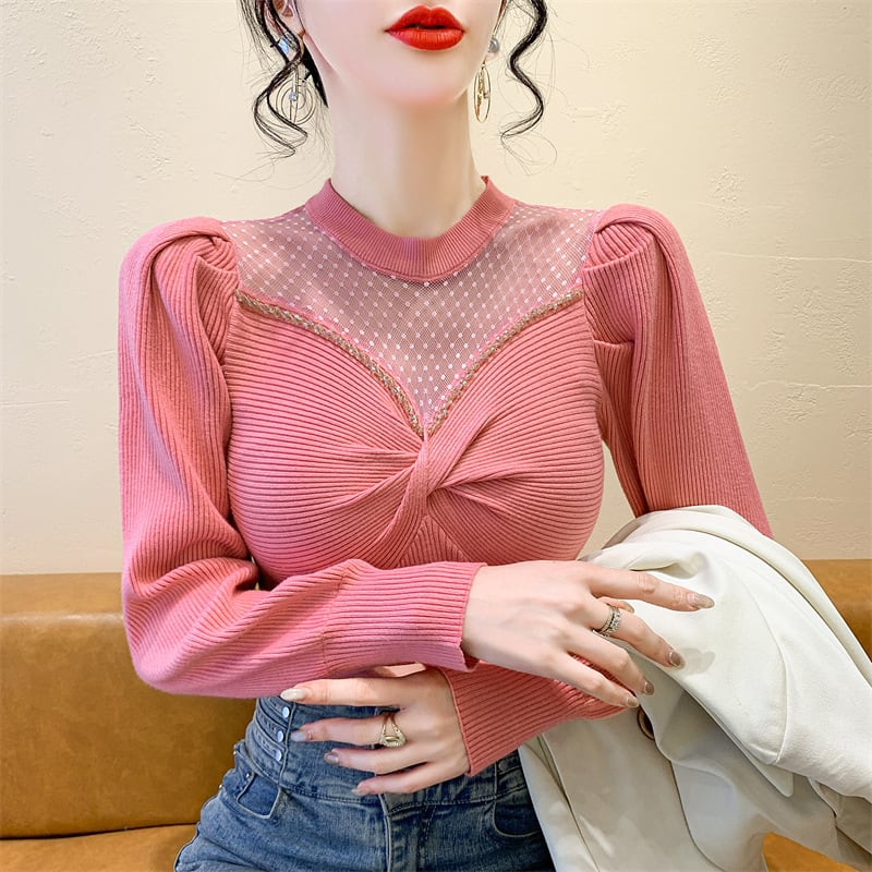 【tops】ビジュードッキングニットトップス　M27771