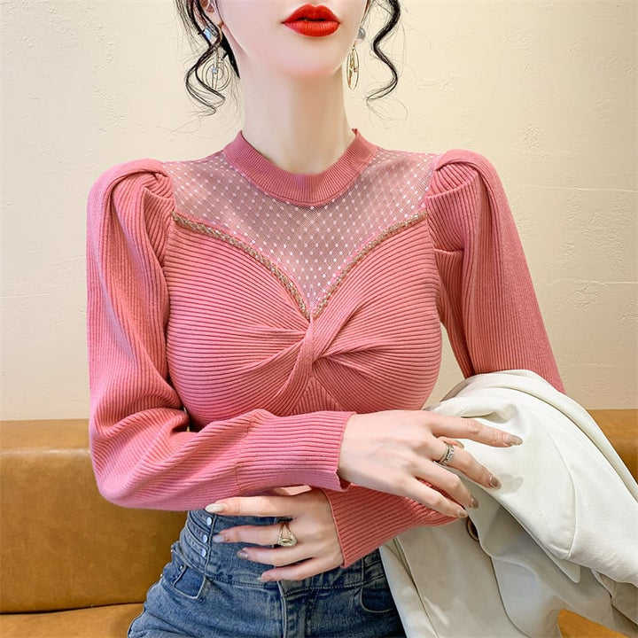 【tops】ビジュードッキングニットトップス　M27771