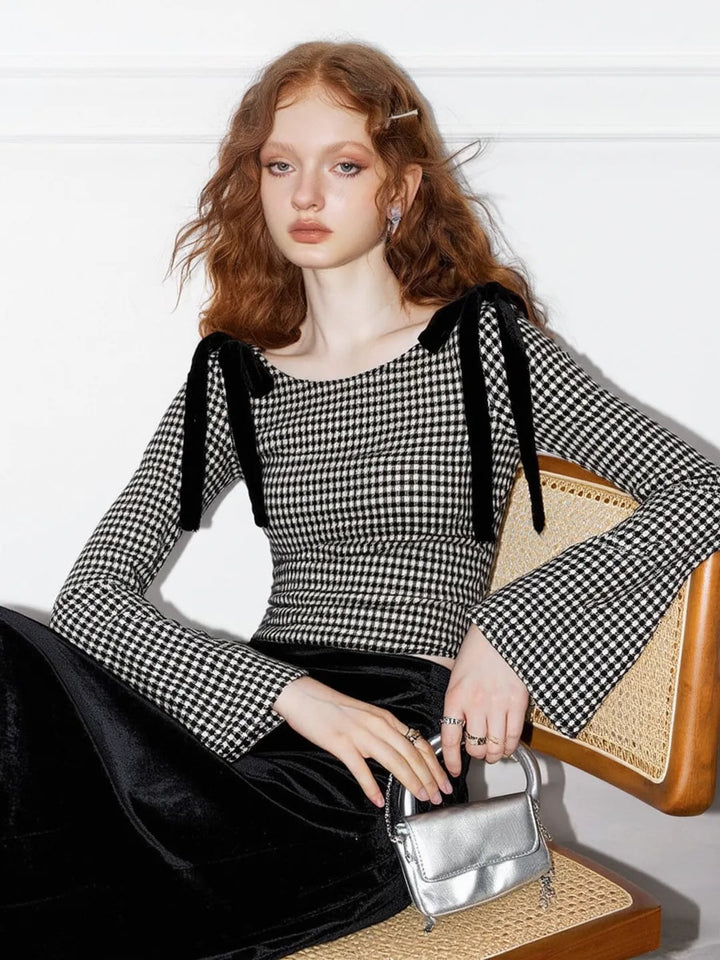 【tops】ベルスリーブショルダーリボントップス　N3440