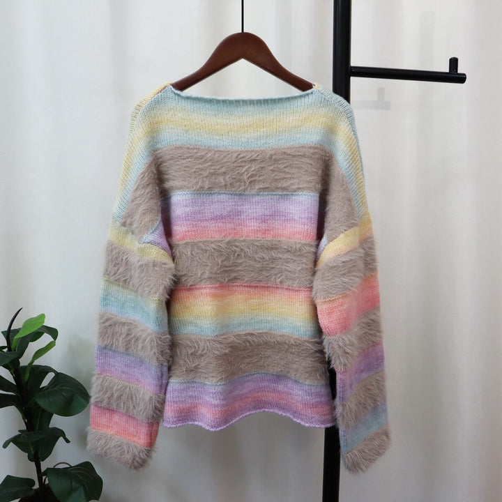 【tops】ボーダー柄ニットセーター　M18921