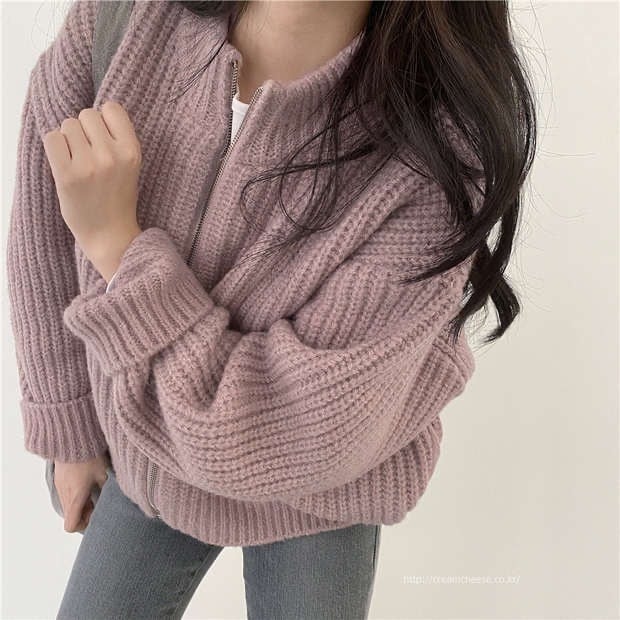 【outer】クルーネックニットカーデ　M18391