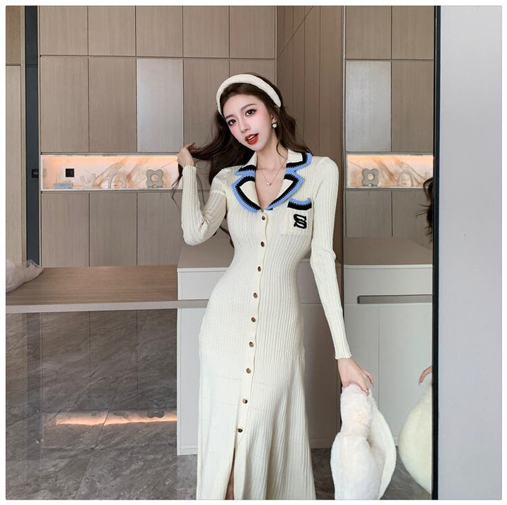 【dress】ボタンデザインニットワンピース　M18535