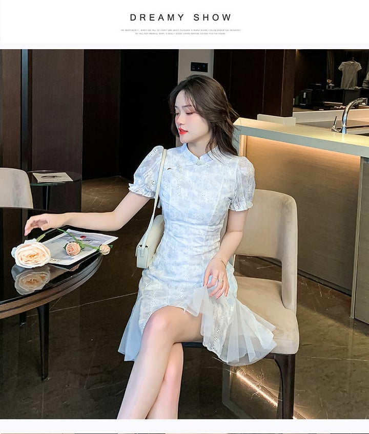 【dress】美人度アップエレガント刺繍デートワンピース　M17127