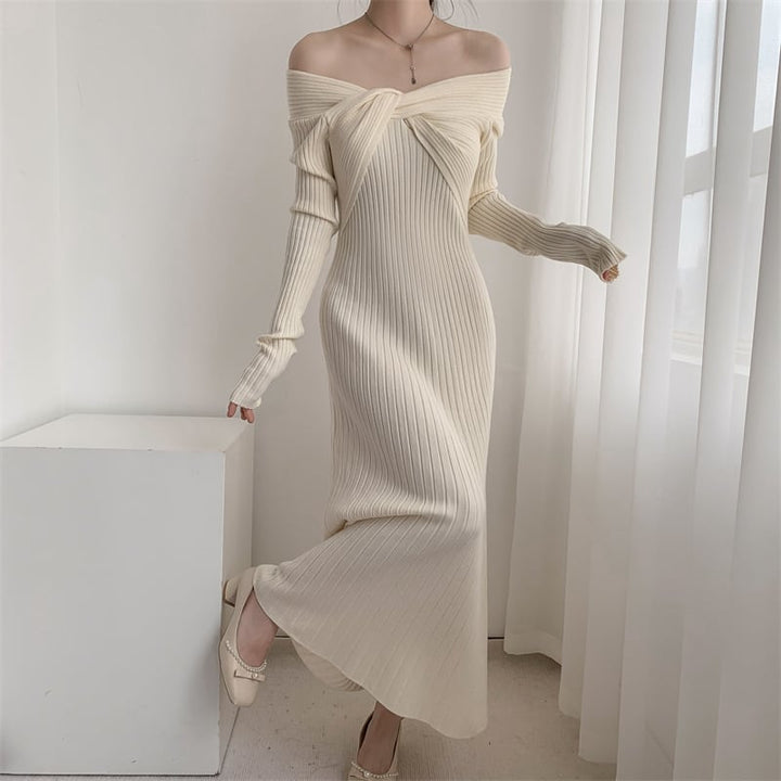 【dress】話題沸騰中 オシャレ無地ニットワンピース　M17589