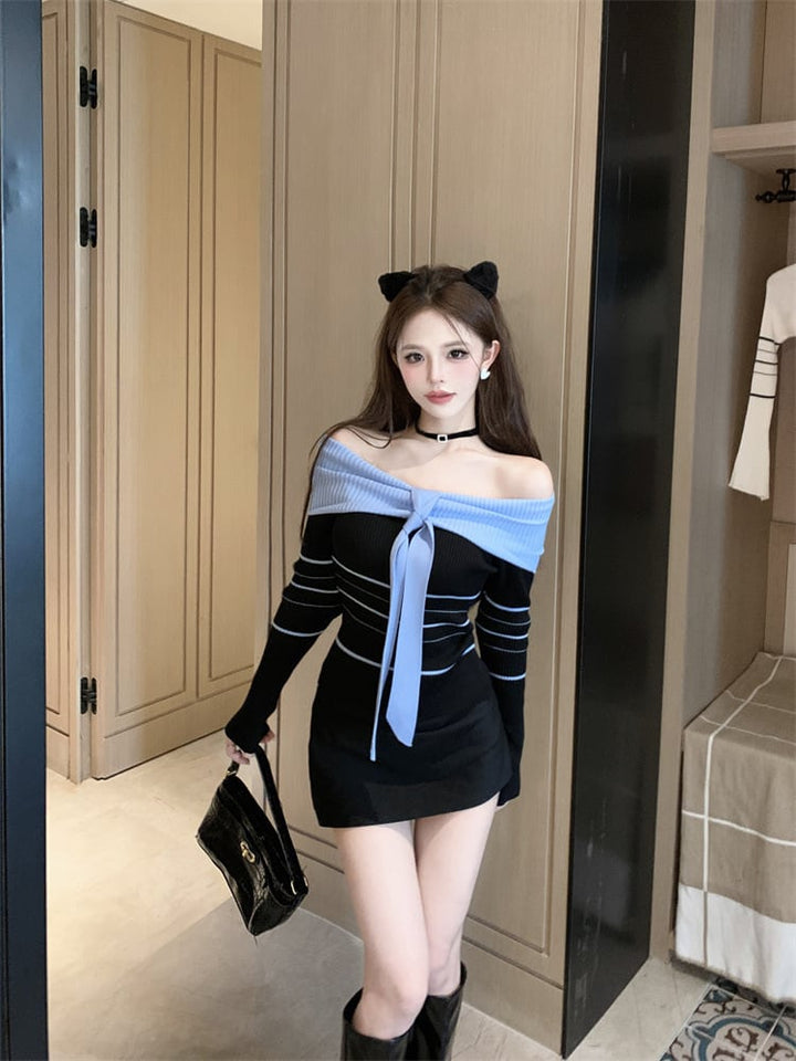 【tops】ボートネックニットトップス　M26424