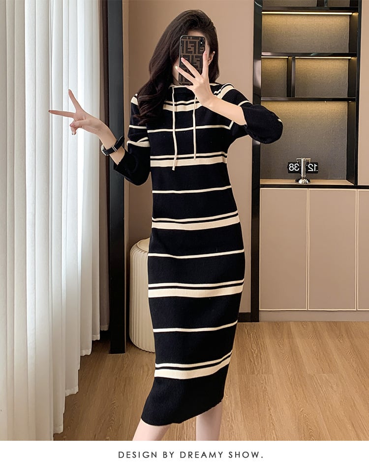 【dress】ボーダー柄ニットワンピース　M17600