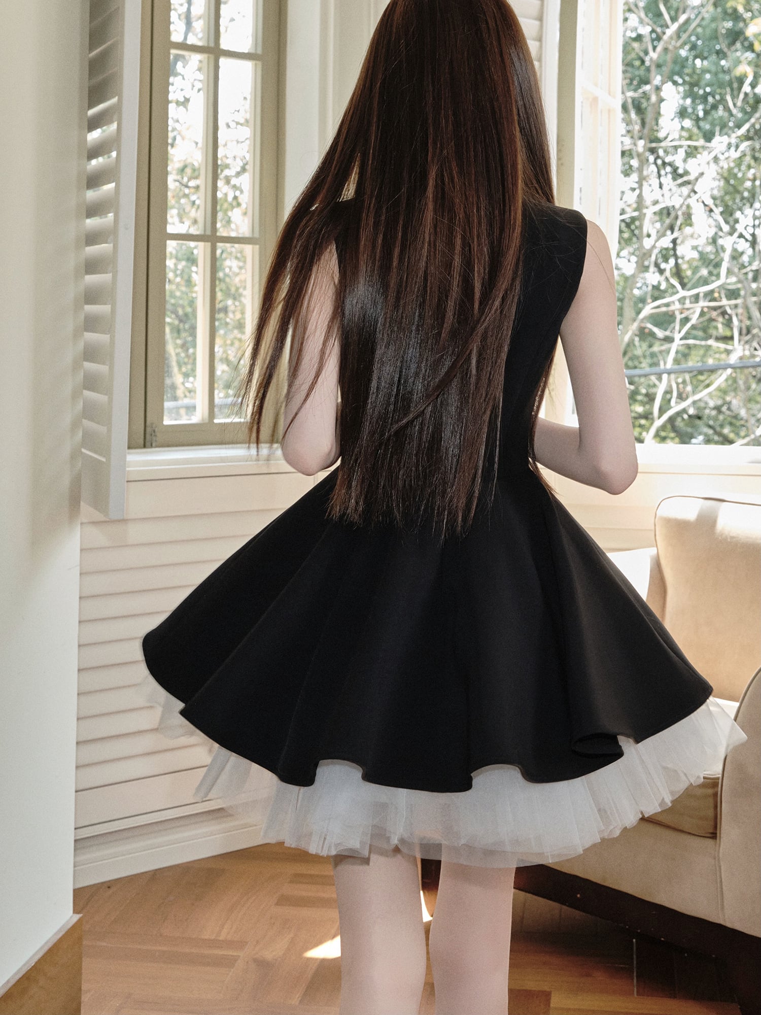 dress】チュールドッキングノースリーブワンピース N3093 – NANASTYLE
