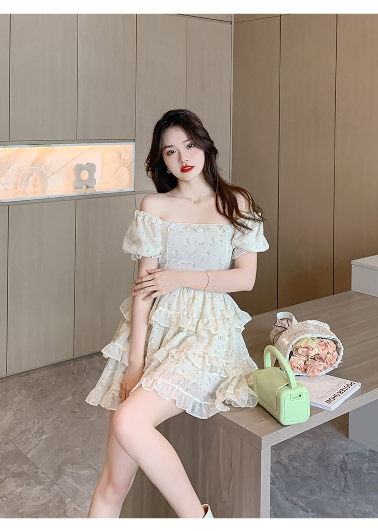 【dress】細身効果抜群♪スウィート花柄ワンピースオシャレ　M16846
