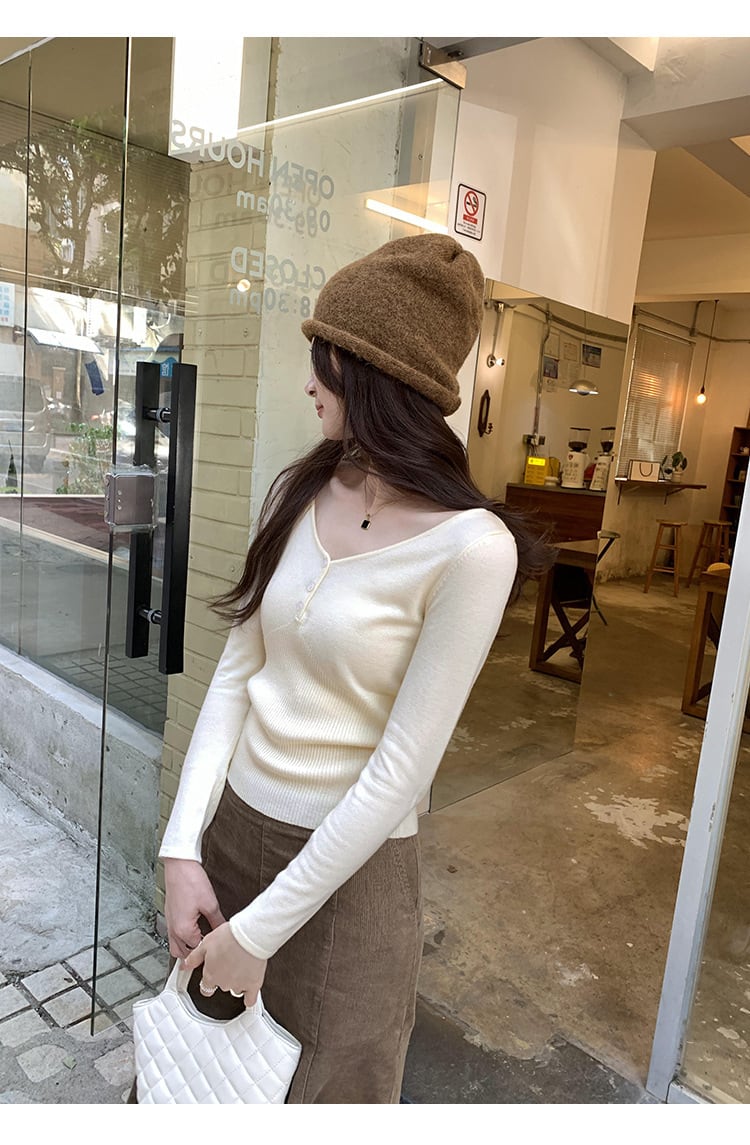 【tops】Vネックニットトップス　M27661